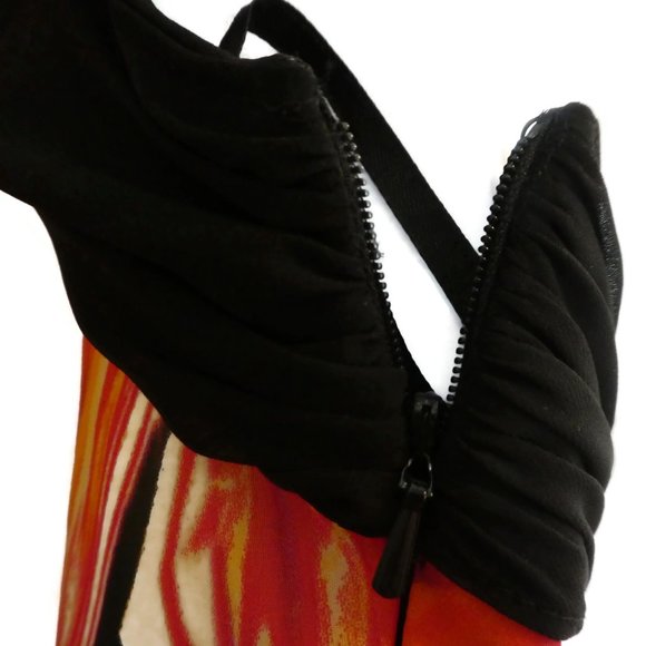 Hailey Logan Adrianna Papell Halter Dress Maxi Neon Floral Sash Backless - Picture 9 of 11